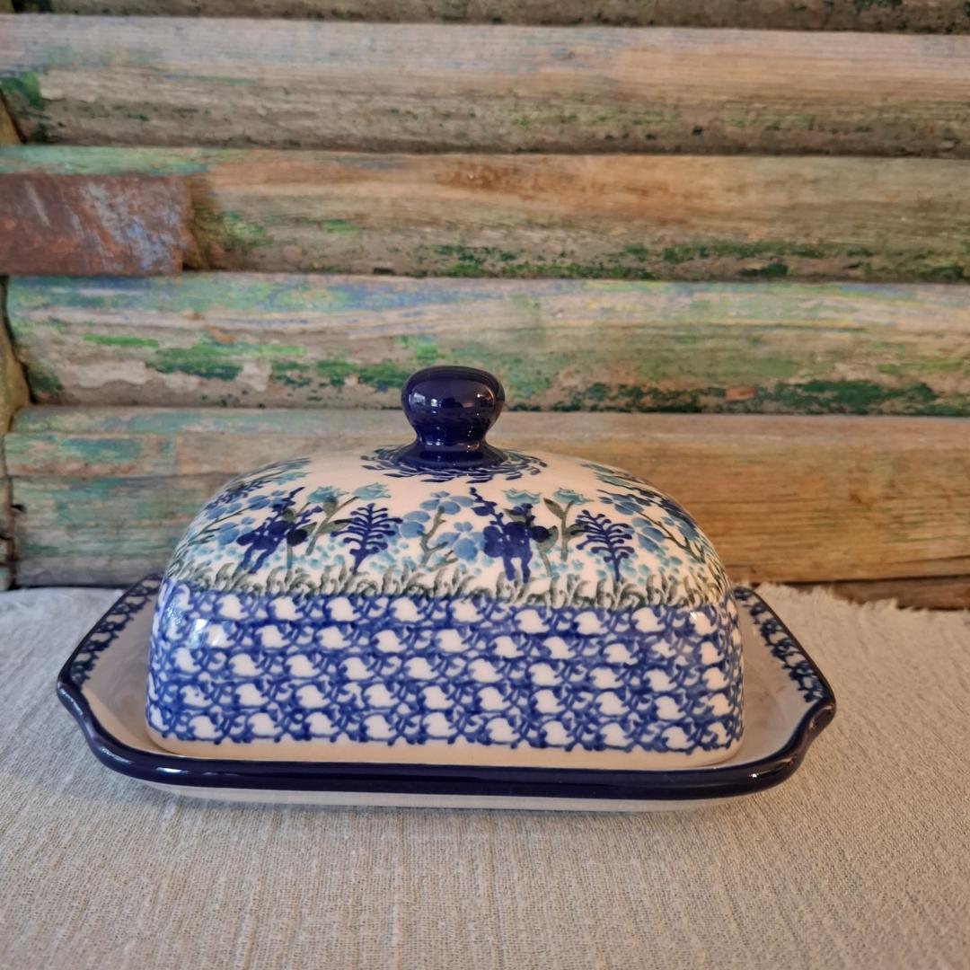 CA 295-2898x Bunzlau Botervloot Groot met schaal LightBlueGarden Maria Starzyk - Afbeelding 2