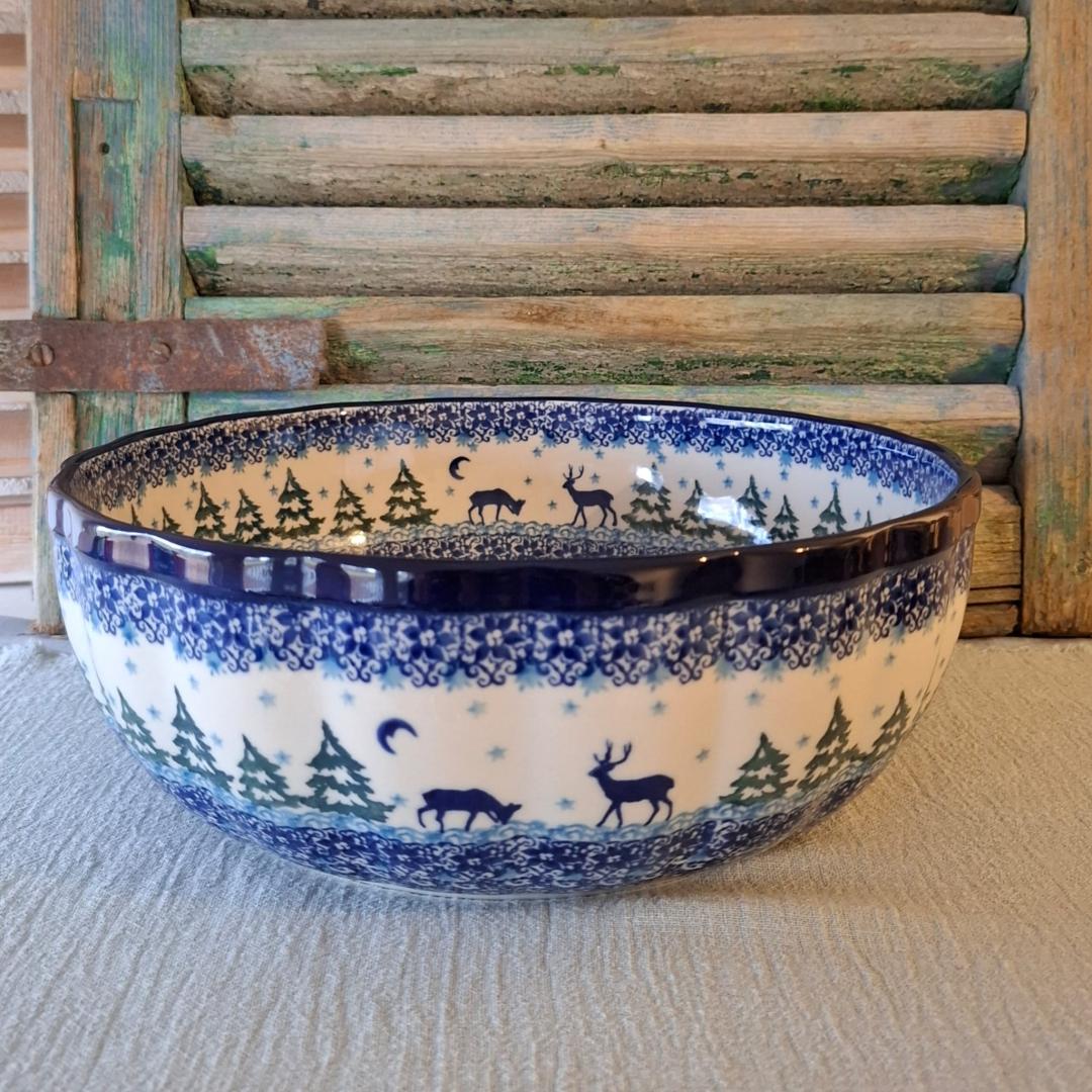 CA 013-2822x Bunzlau Grote gewelfde schaal 27cm ChristmasDeer by Teresa Liana - Afbeelding 2