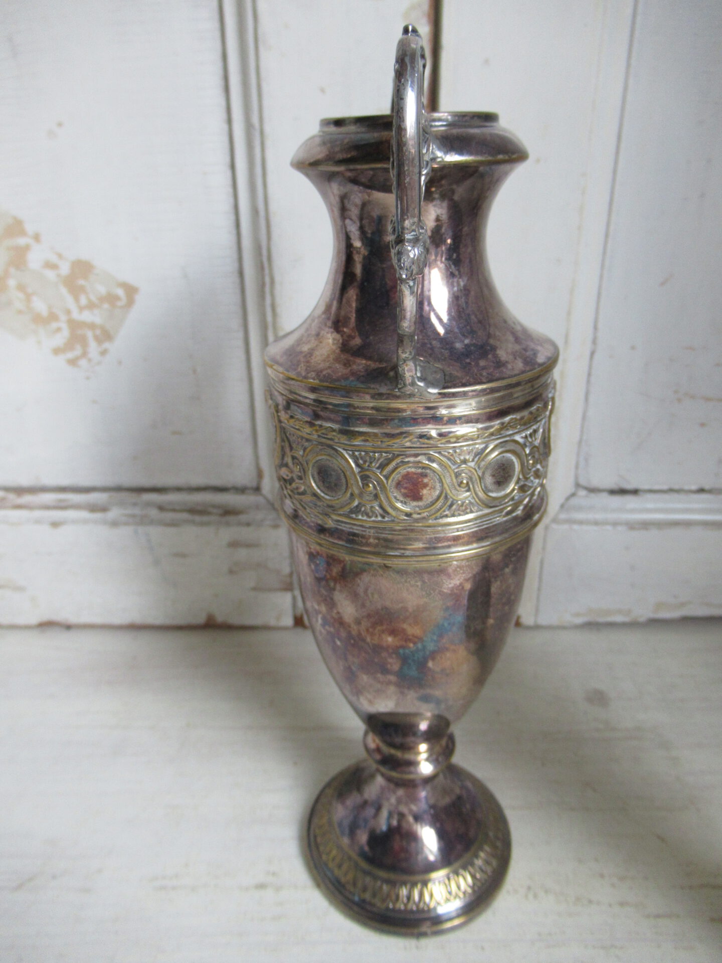 2 oude zilverkleurige vazen - Afbeelding 6