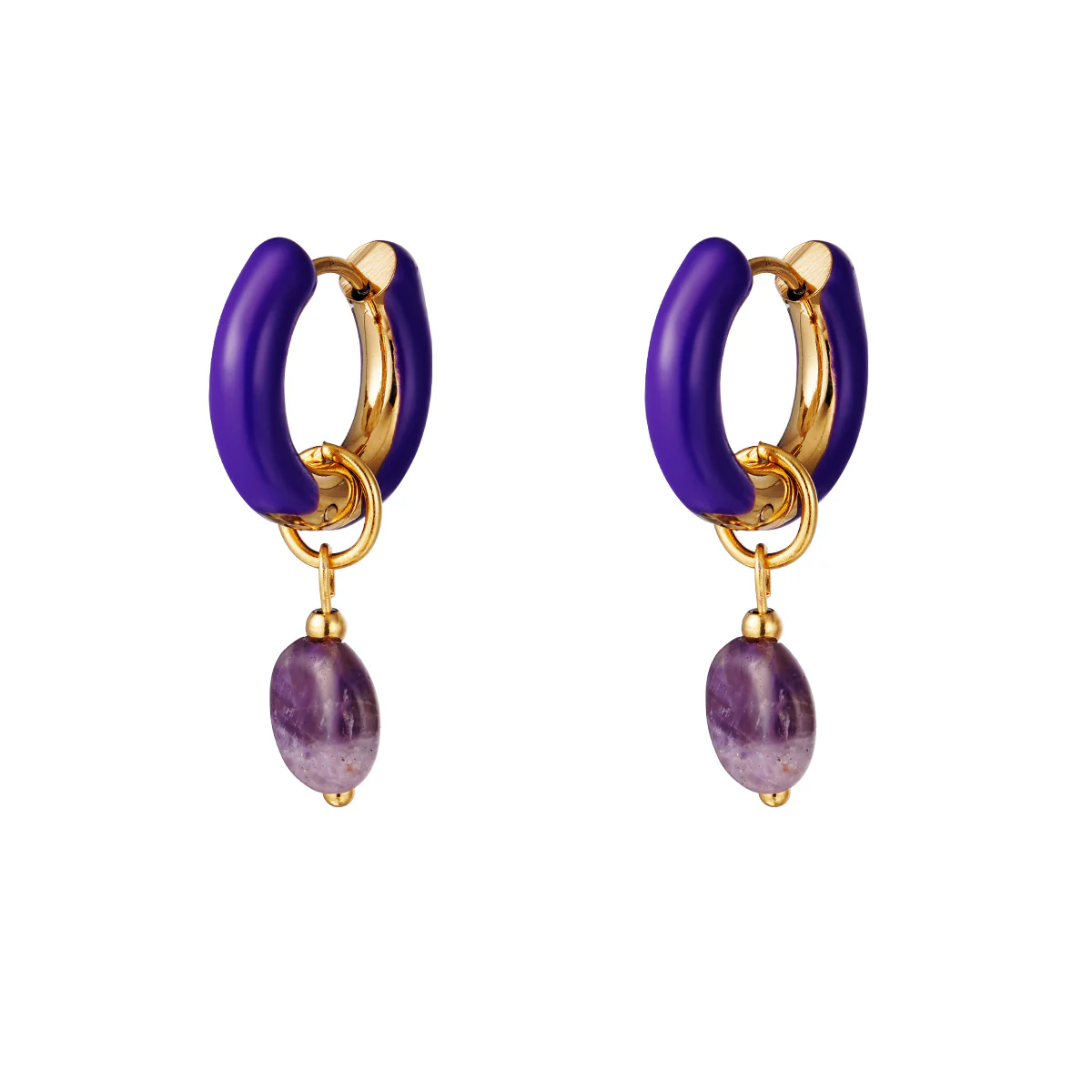 Oorbellen Colored Charm Paars - Afbeelding 2
