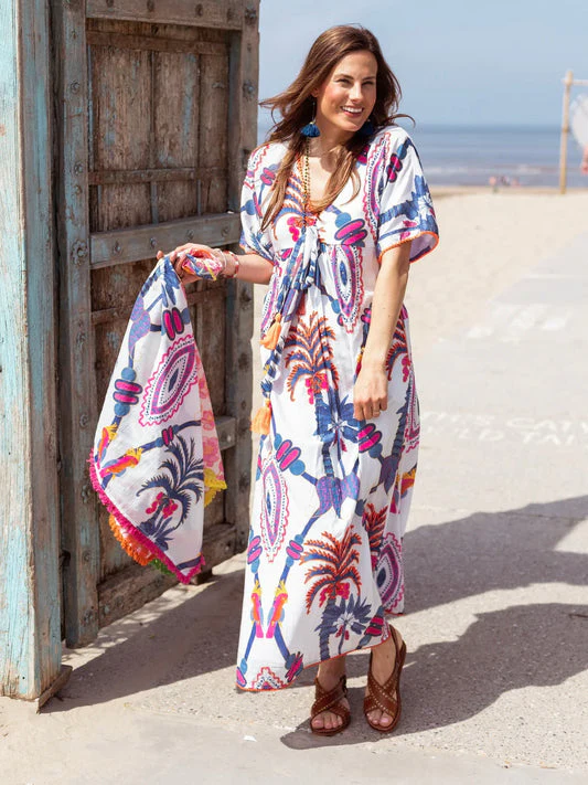 Place du Soleil Maxi Dress Rosa Blue Bird Long - Afbeelding 4