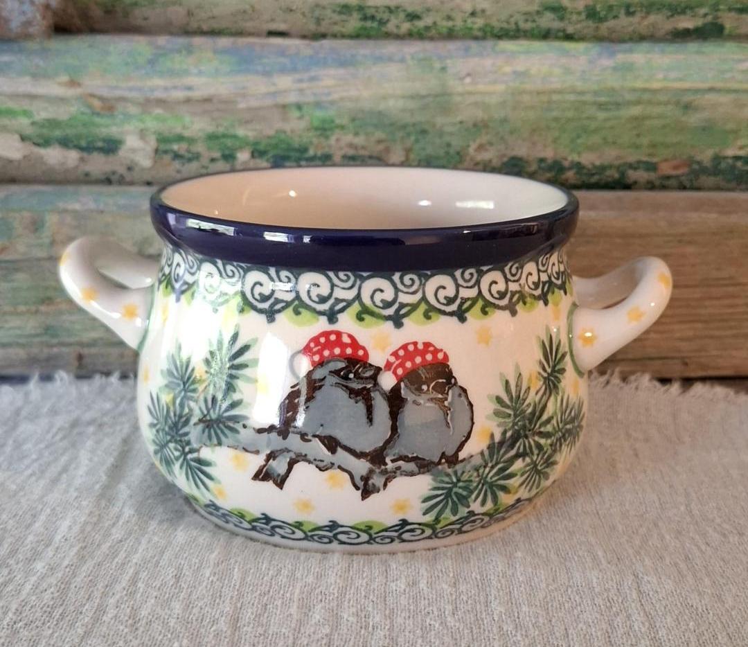 CA 016-U4998x Bunzlau Soepkom met oortjes 360ml Kerstmismus by Maria Starzyk - Afbeelding 2