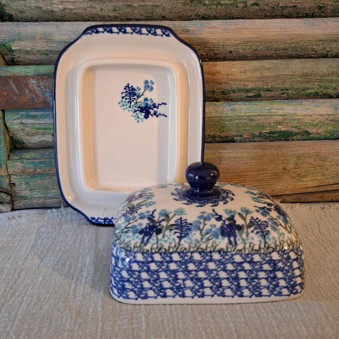 CA 295-2898x Bunzlau Botervloot Groot met schaal LightBlueGarden Maria Starzyk - Afbeelding 3