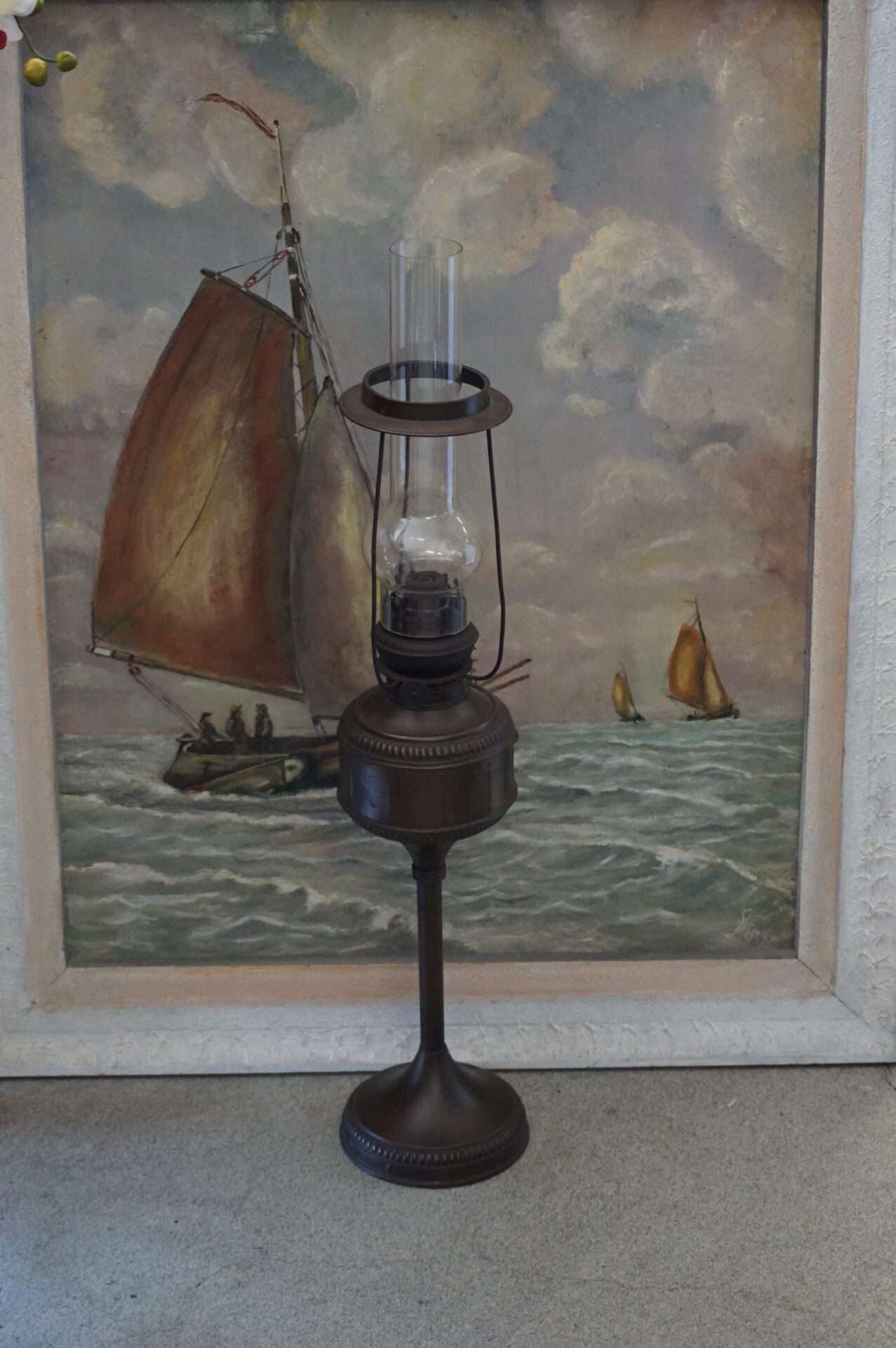 Antieke staande olielamp 74 cm - Afbeelding 2