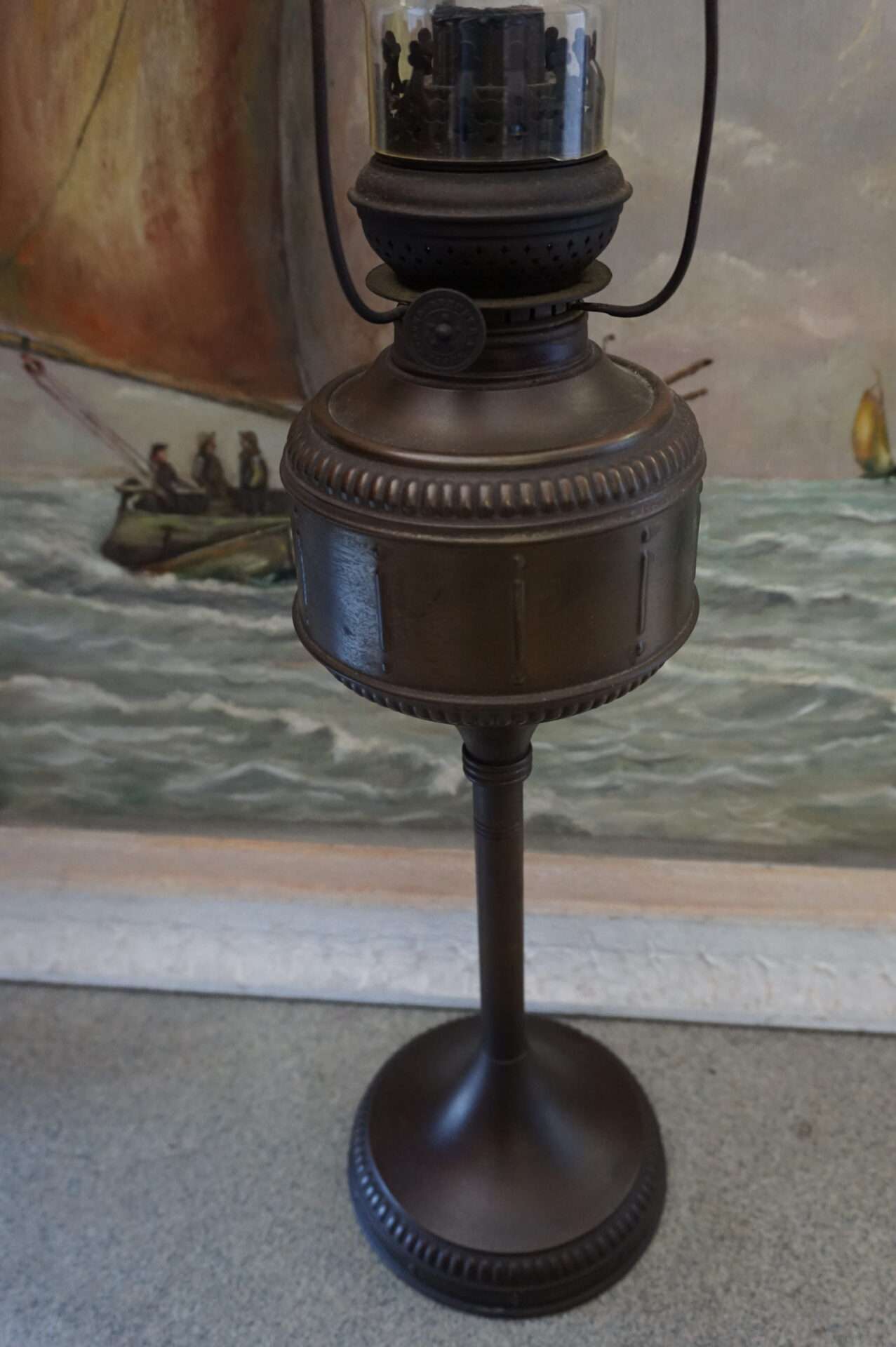 Antieke staande olielamp 74 cm - Afbeelding 4