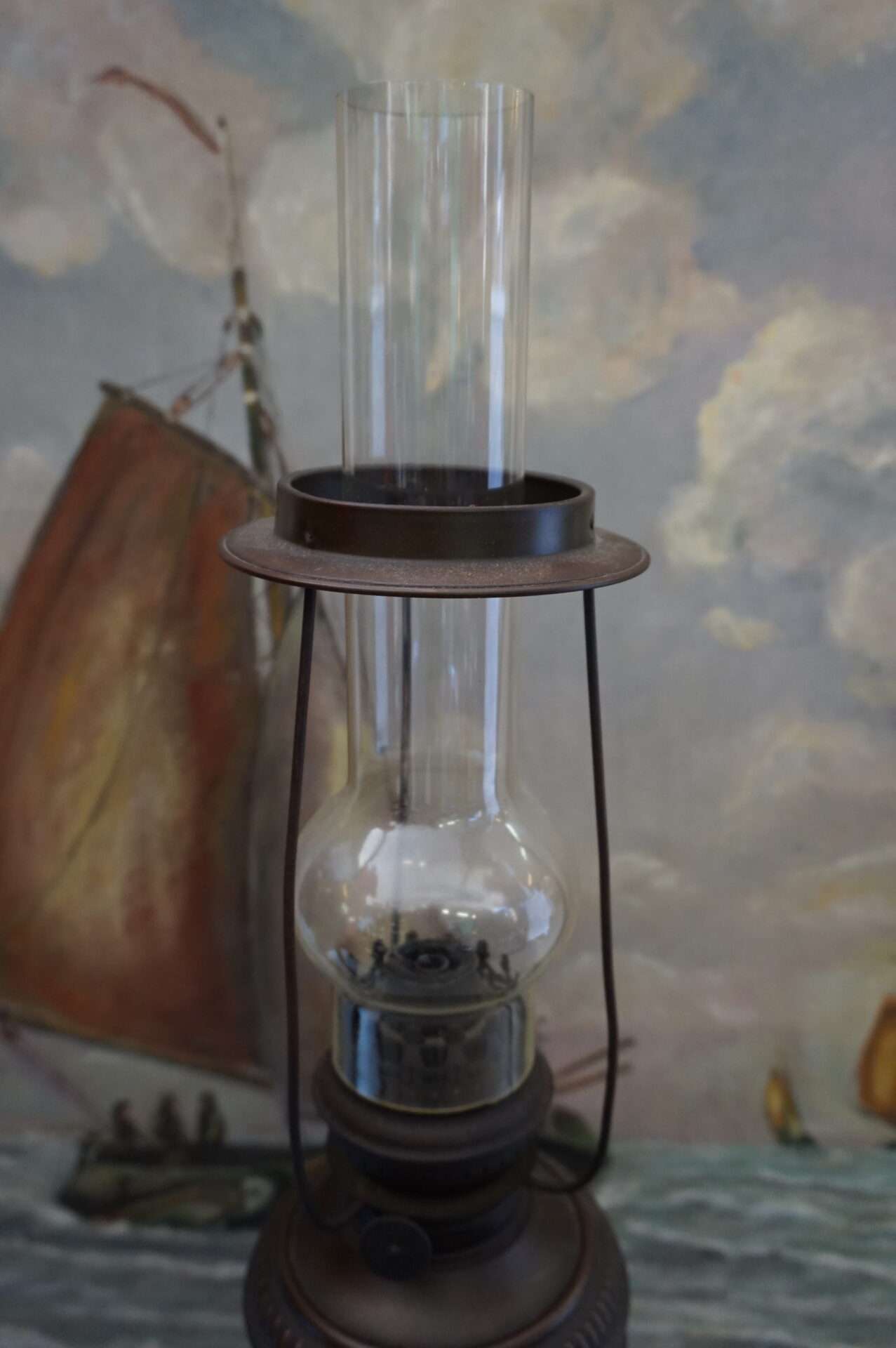 Antieke staande olielamp 74 cm - Afbeelding 5