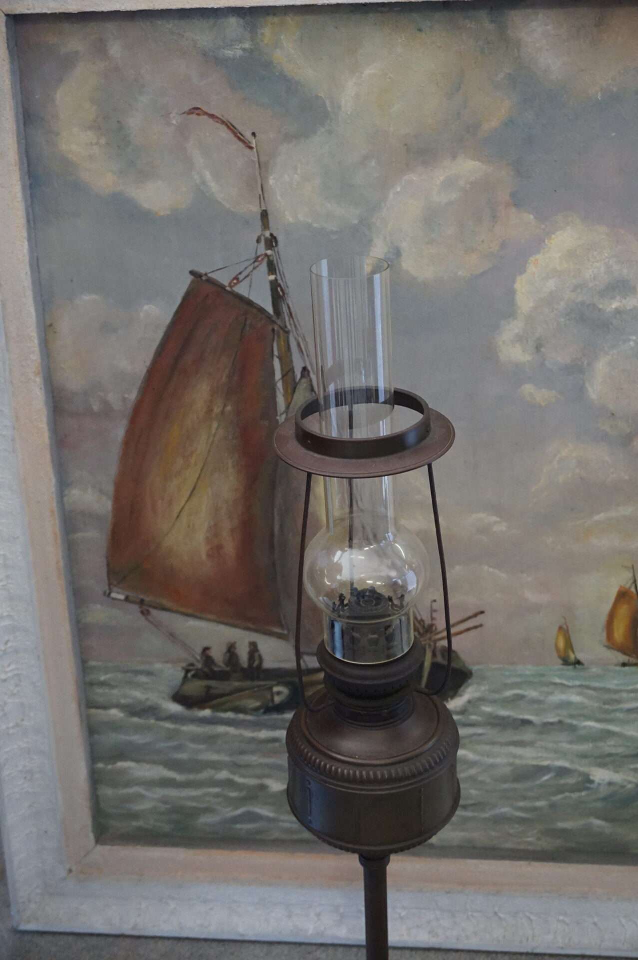 Antieke staande olielamp 74 cm - Afbeelding 6