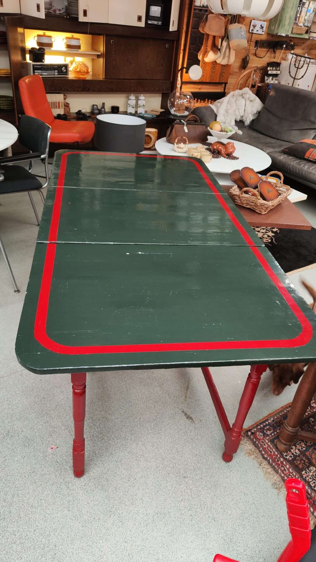 Antieke oortafel groen met rood - Afbeelding 5