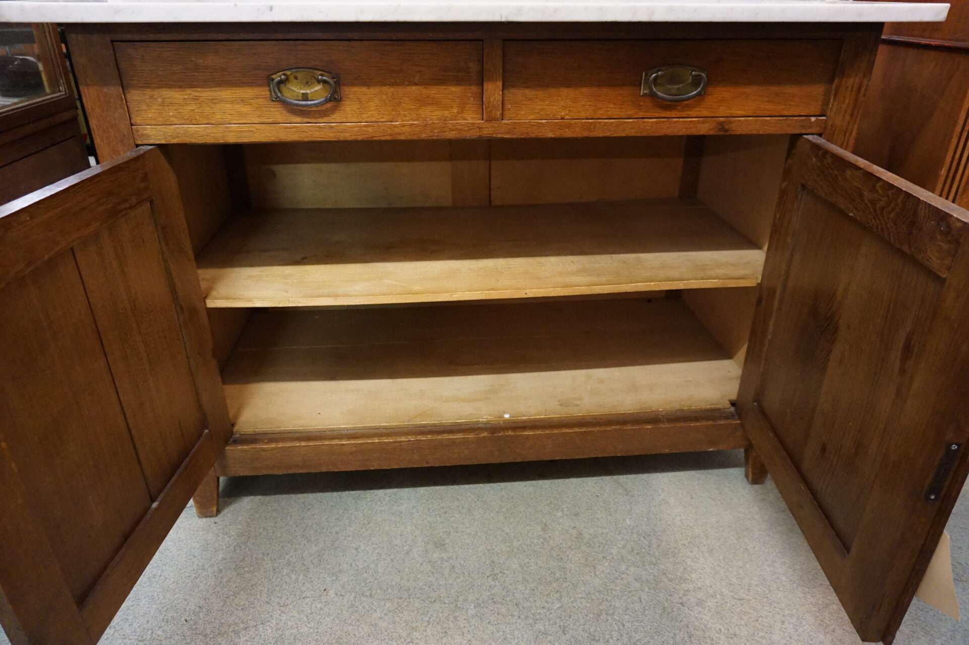 Antieke wastafelkast commode met marmer blad - Afbeelding 5