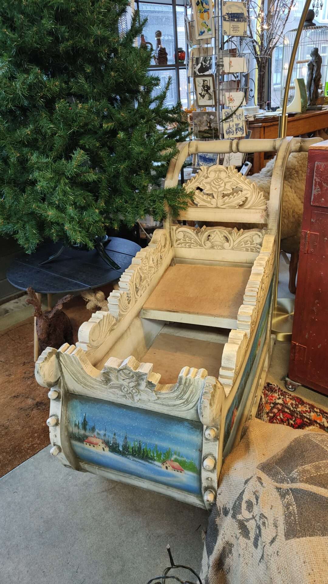 Antieke of vintage barokke arrenslee - Afbeelding 4