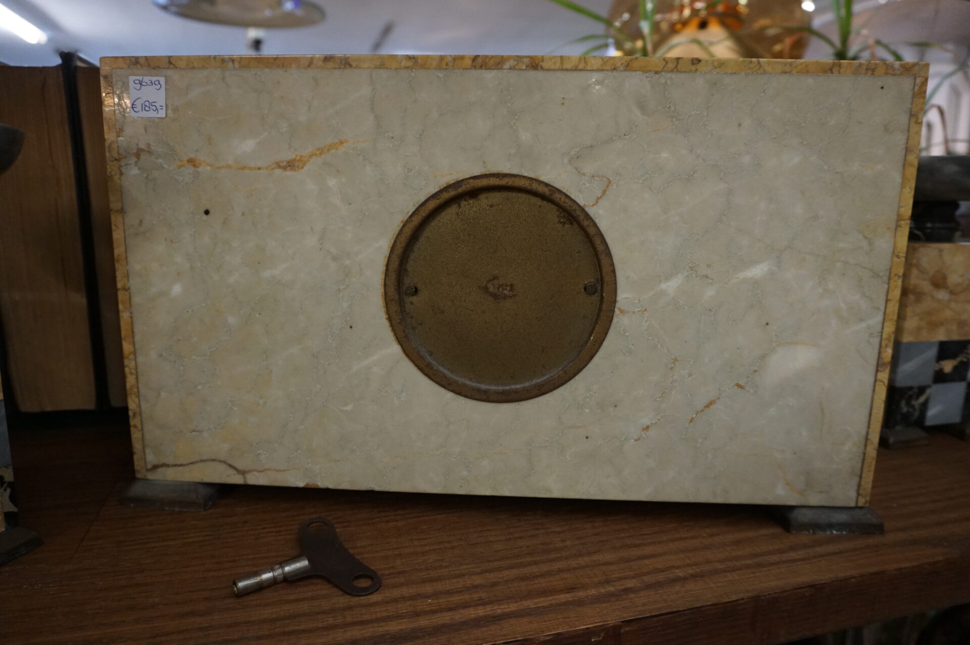 Art Deco marmeren klok met twee bijpassende kaarsenstandaards - Afbeelding 7