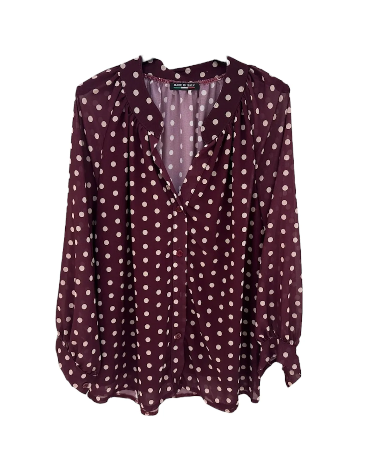 Blouse Polkadot Bordeaux - Afbeelding 2