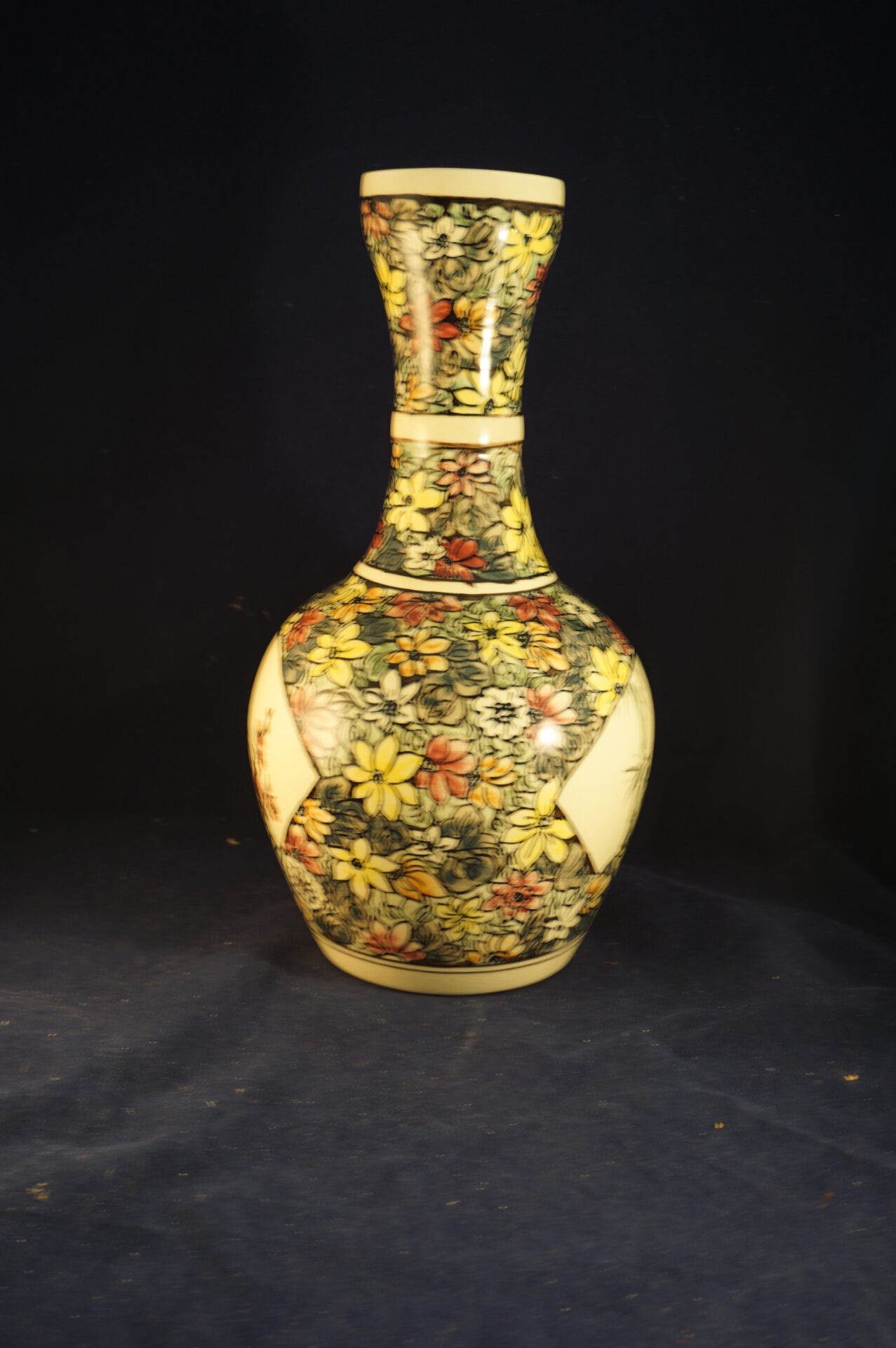 Vintage Japanse bolvaas met lange hals 37 cm - Afbeelding 3