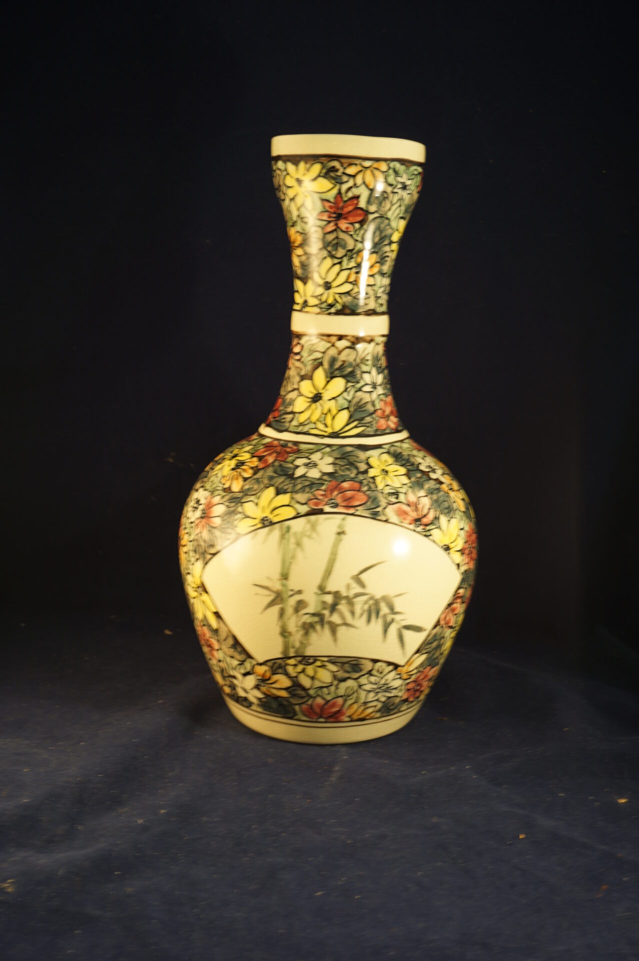 Vintage Japanse bolvaas met lange hals 37 cm - Afbeelding 4