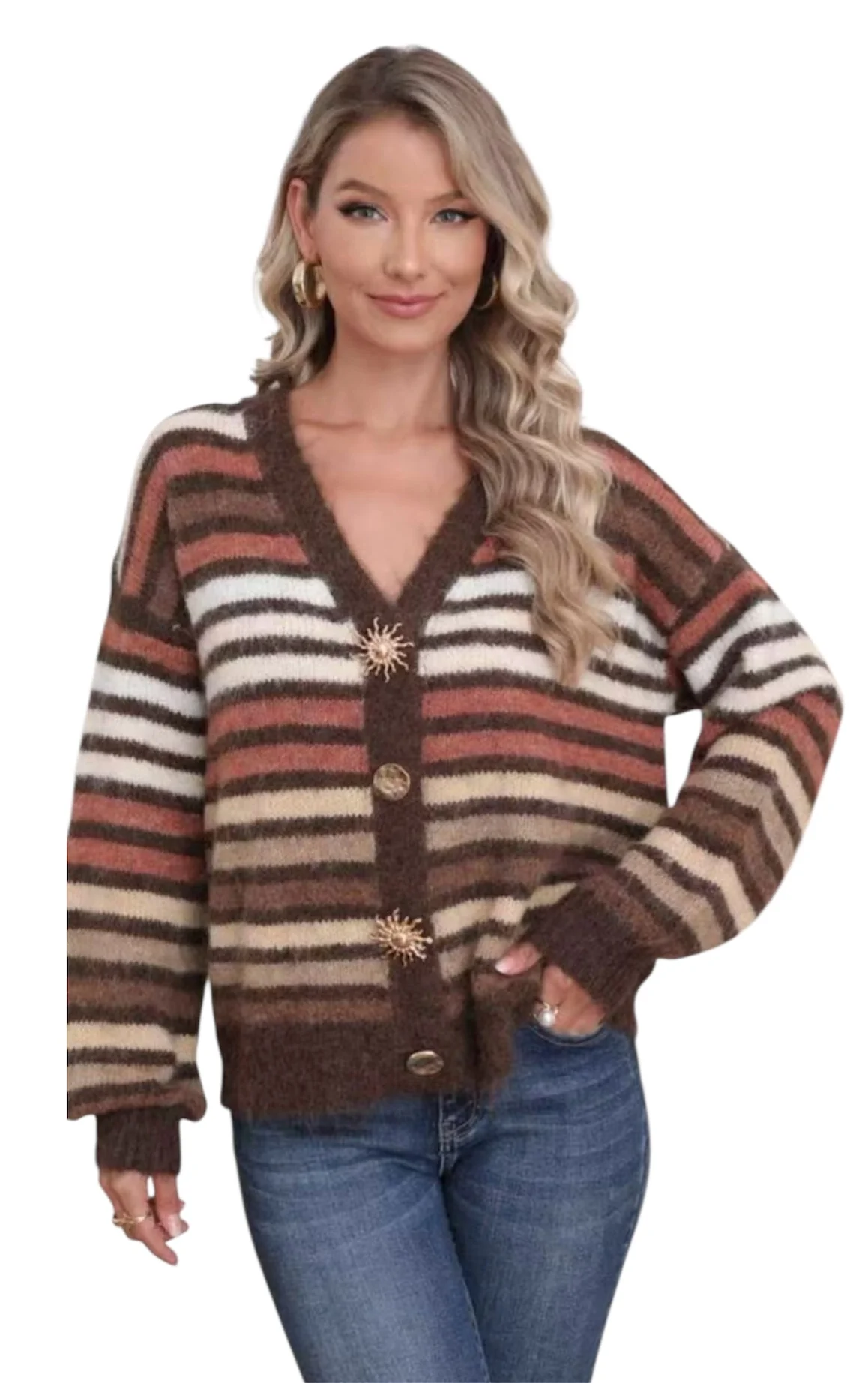 Vest Streep Bruin - Afbeelding 2