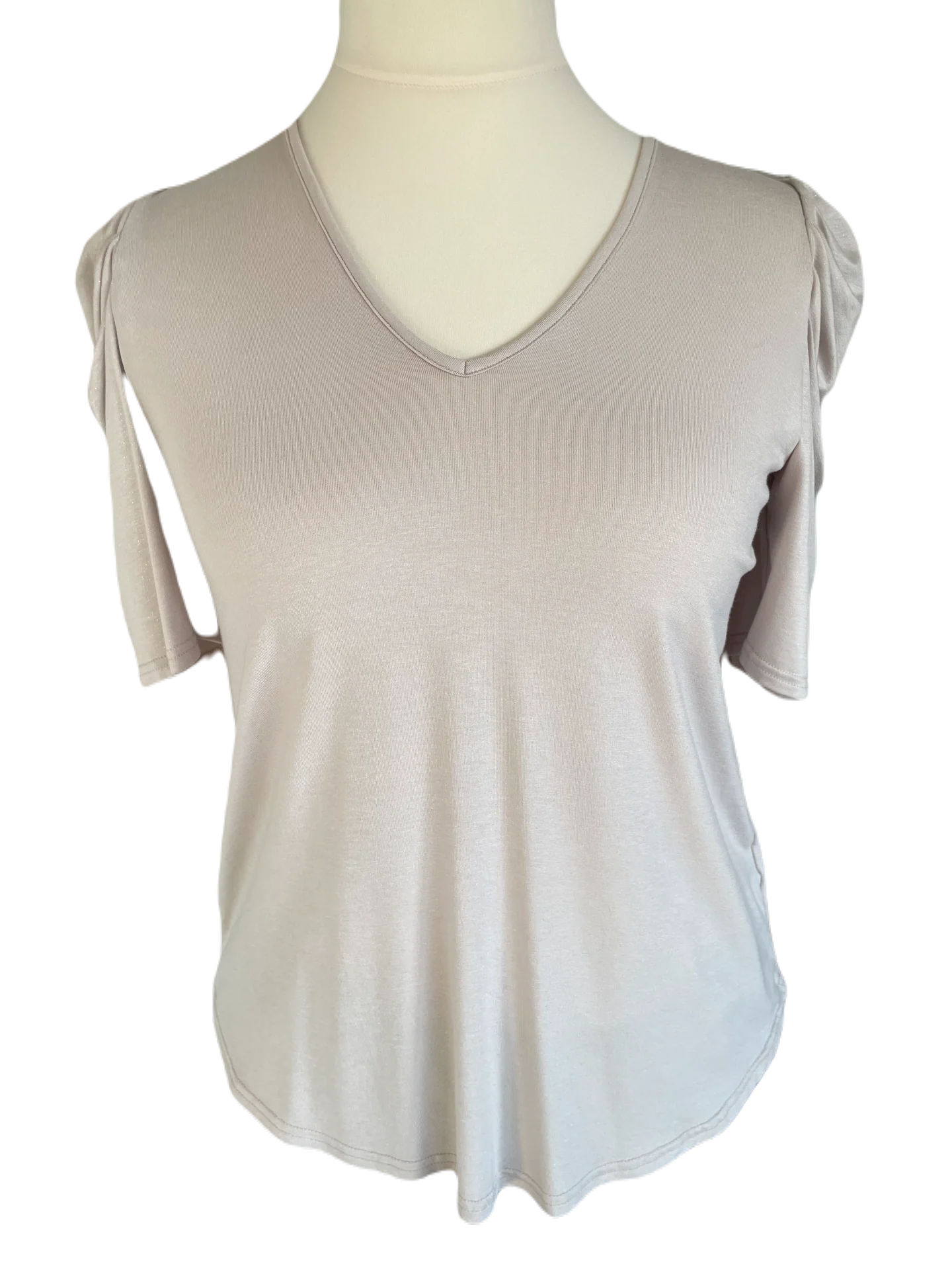 CdlC Top Puffy V-hals Foil Beige - Afbeelding 2