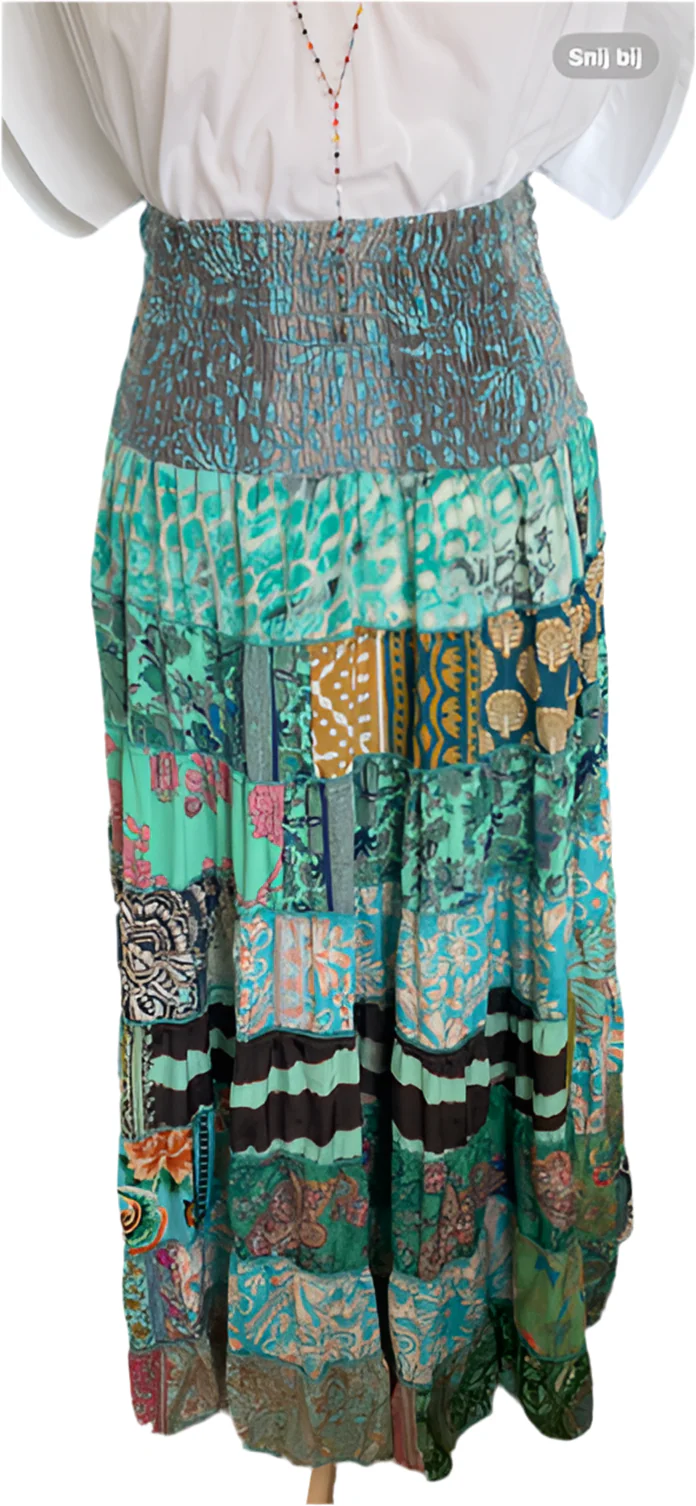 Maxi Rok Patchwork Boho Blue - Afbeelding 6