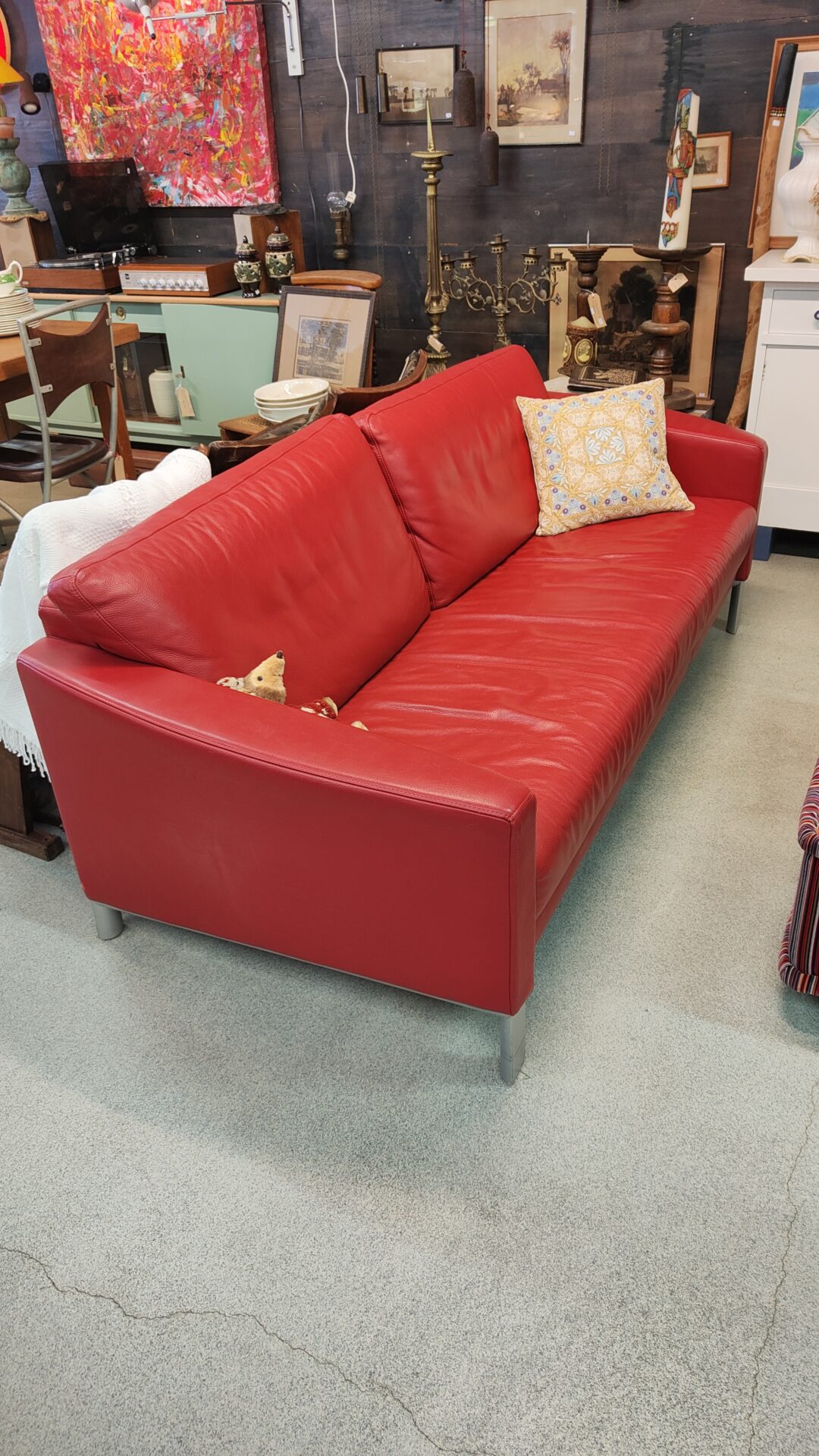 Rolf Benz rechte bank rood leder - Afbeelding 2