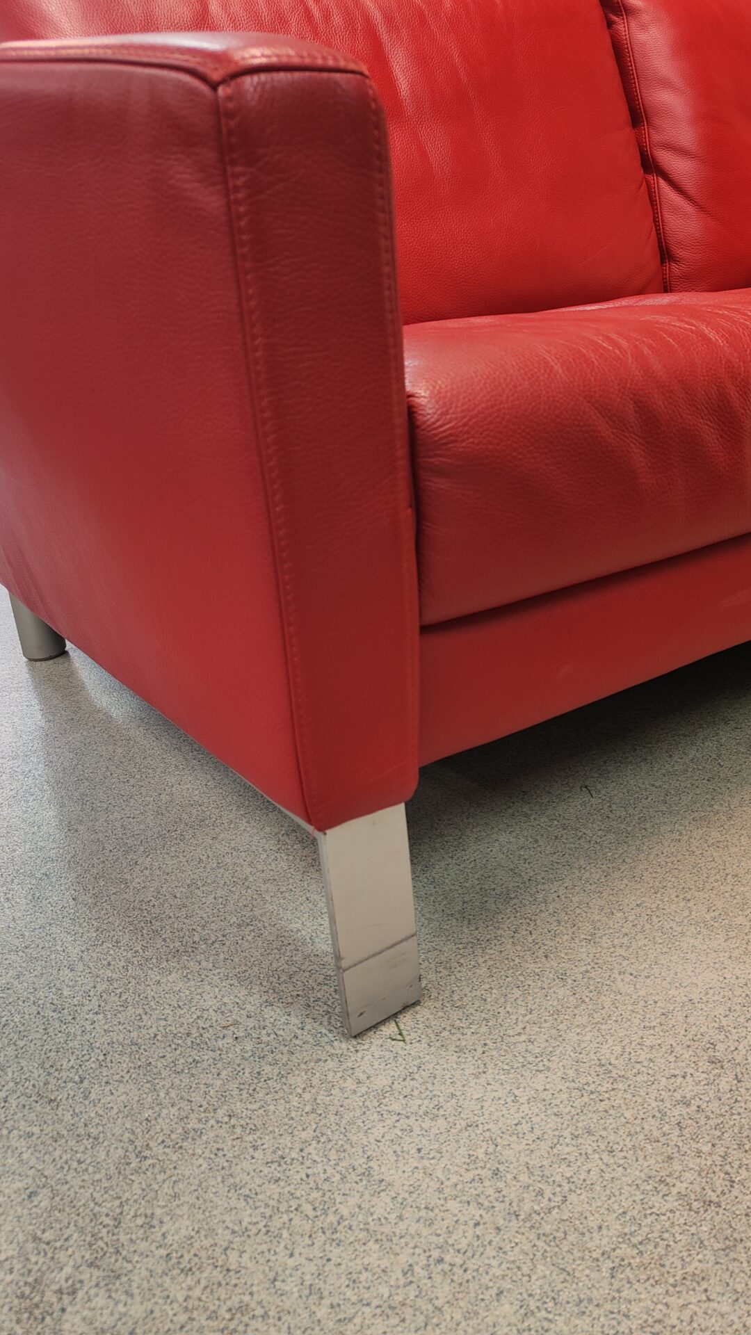 Rolf Benz rechte bank rood leder - Afbeelding 4