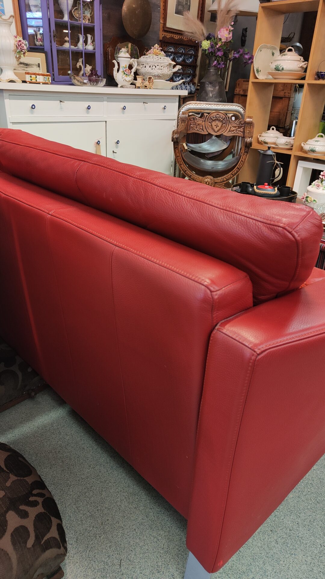 Rolf Benz rechte bank rood leder - Afbeelding 3