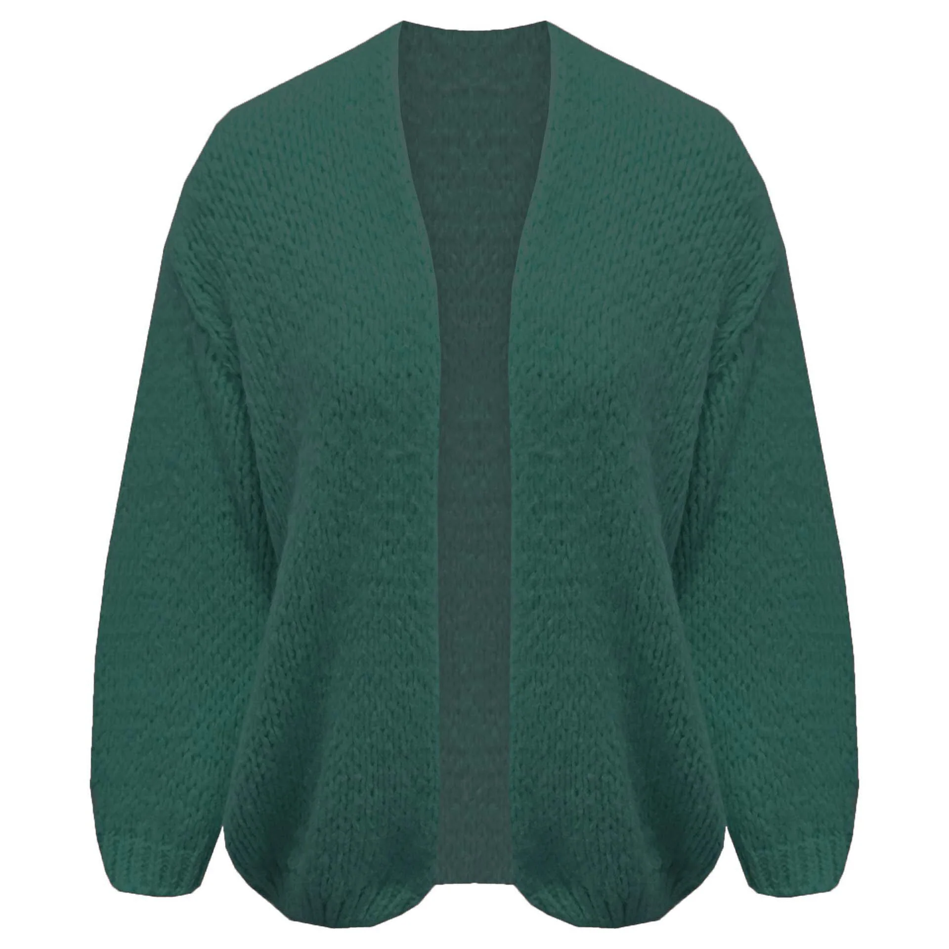 Vest Oversized Grofgebreid Donkergroen - Afbeelding 2