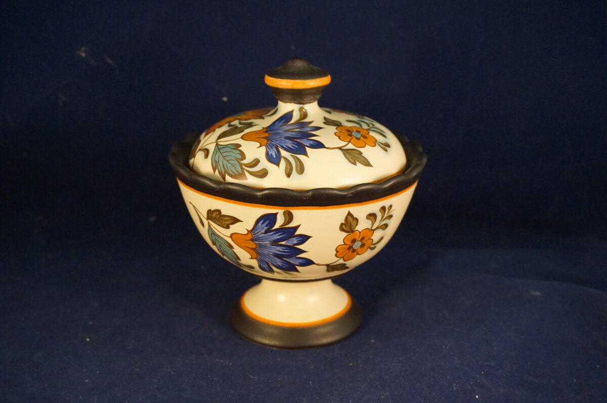Flora Gouda Plateel handpainted dekselpot no 964 - Afbeelding 2