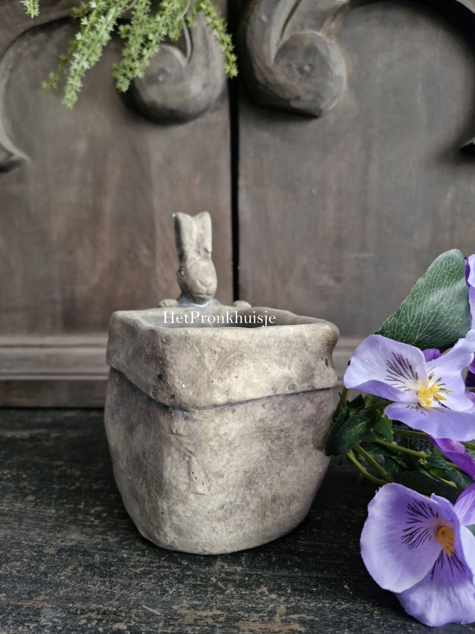 Grijze pot met haas. Klein - Afbeelding 5