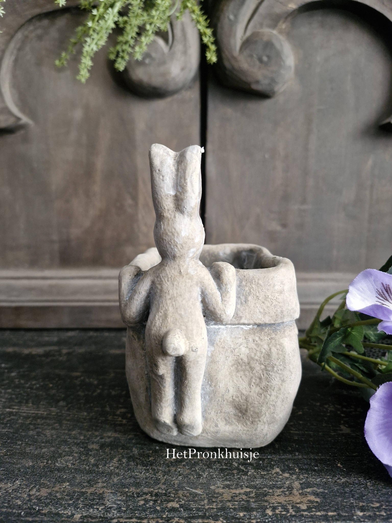 Grijze pot met haas. Klein - Afbeelding 6