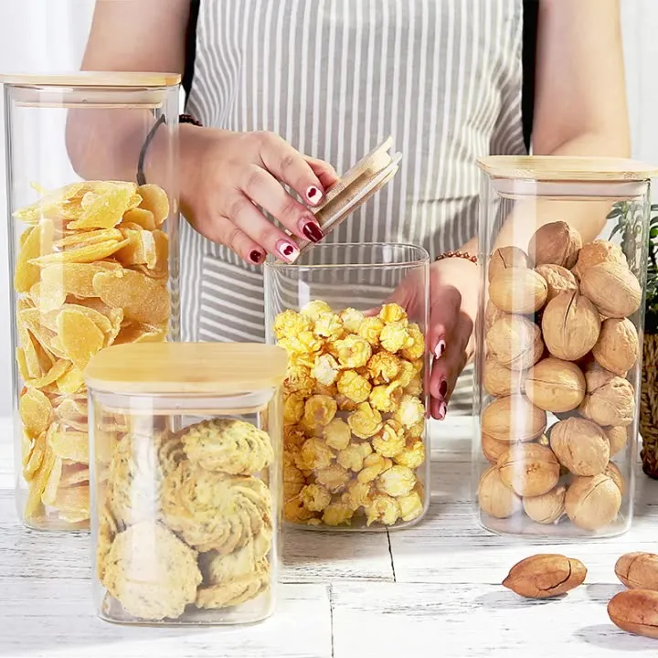 Voorraadpot vierkant met bamboe deksel - Afbeelding 4