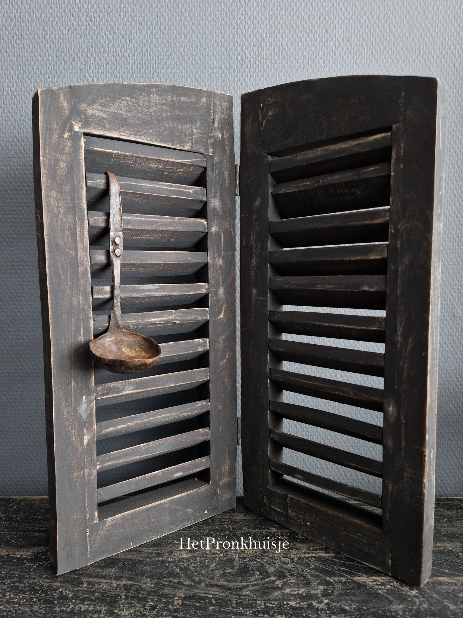 Houten dubbele louvre luik. Middel - Afbeelding 3