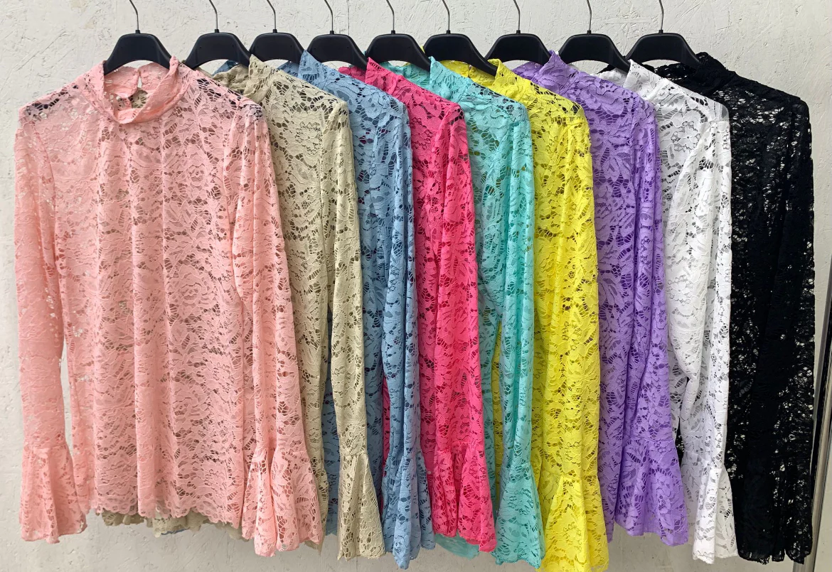 Top Kant Volant Lange Mouw Diverse Kleuren - Afbeelding 7