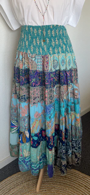 Maxi Rok Patchwork Boho Blue - Afbeelding 4