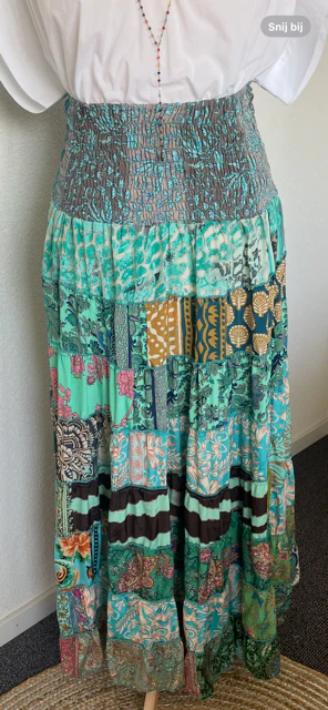 Maxi Rok Patchwork Boho Blue - Afbeelding 3