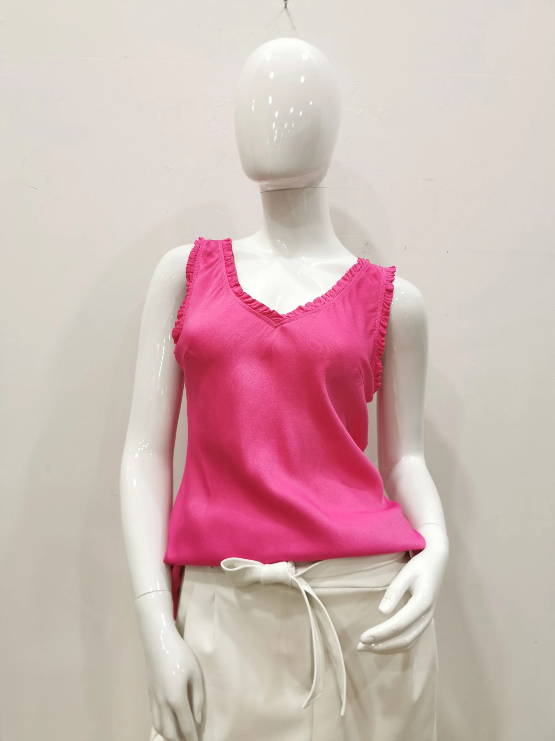 Top Seta Ruches V-hals Fuchsia - Afbeelding 4