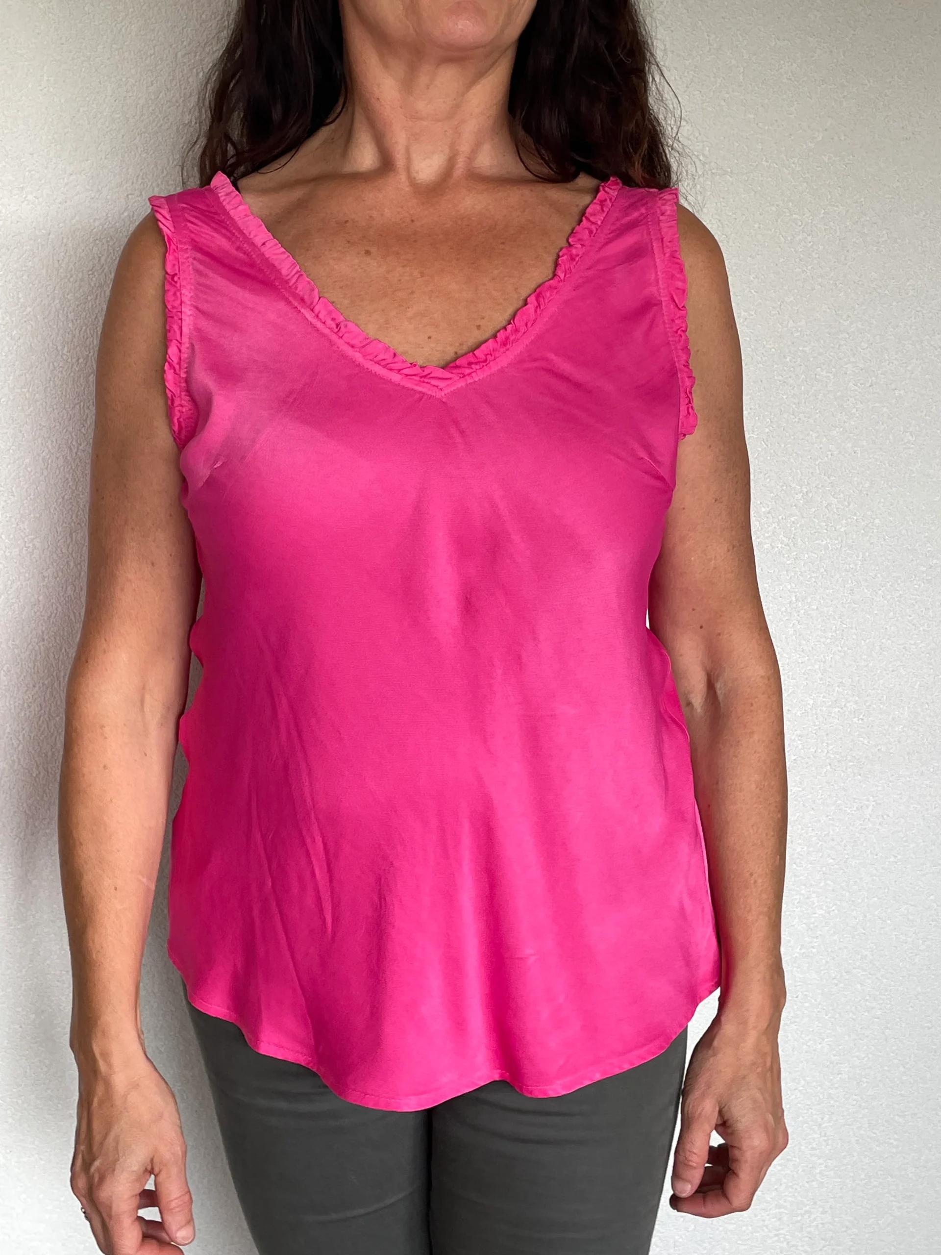 Top Seta Ruches V-hals Fuchsia - Afbeelding 3