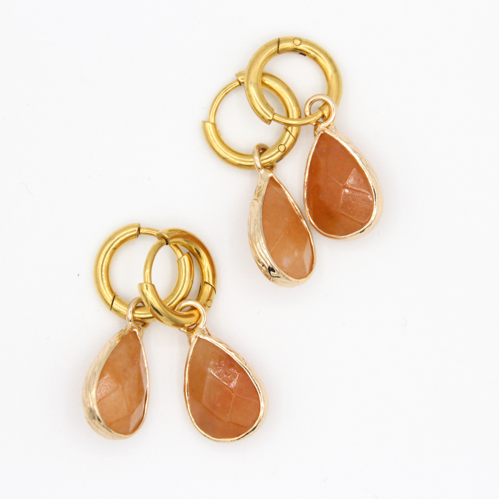 creool met druppelvormig natuursteentje-goud/warm oranje - Afbeelding 4