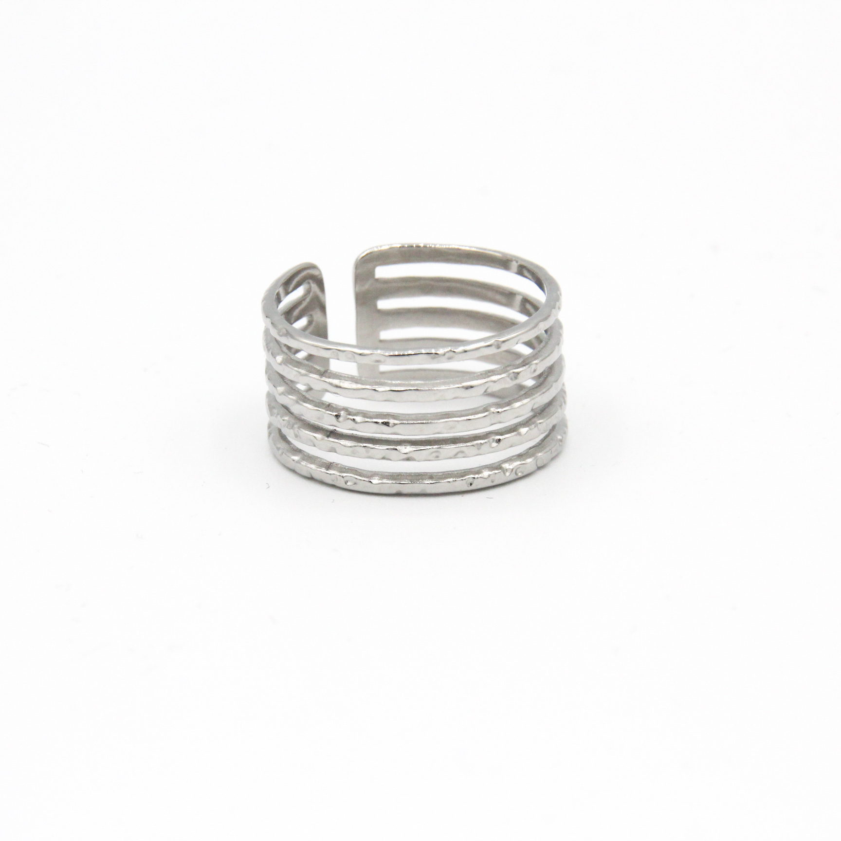 Zilverkleurige ring breed - Afbeelding 2