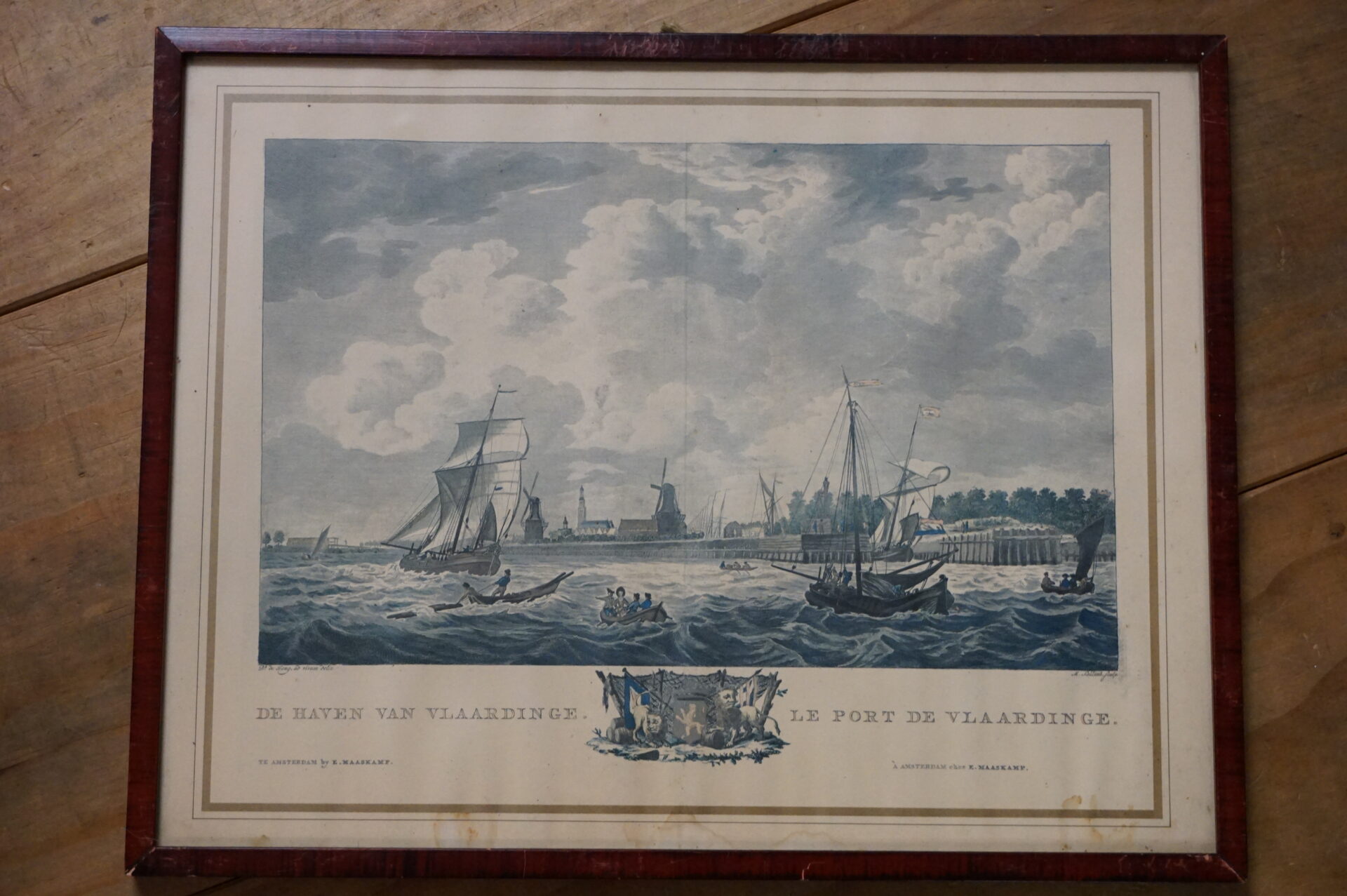 Ingekleurde gravure haven van Hellevoetsluys en Vlaanderen 19e eeuw - Afbeelding 4