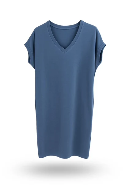 Mooij Jurk Jogging V-hals Jeansblauw - Afbeelding 2