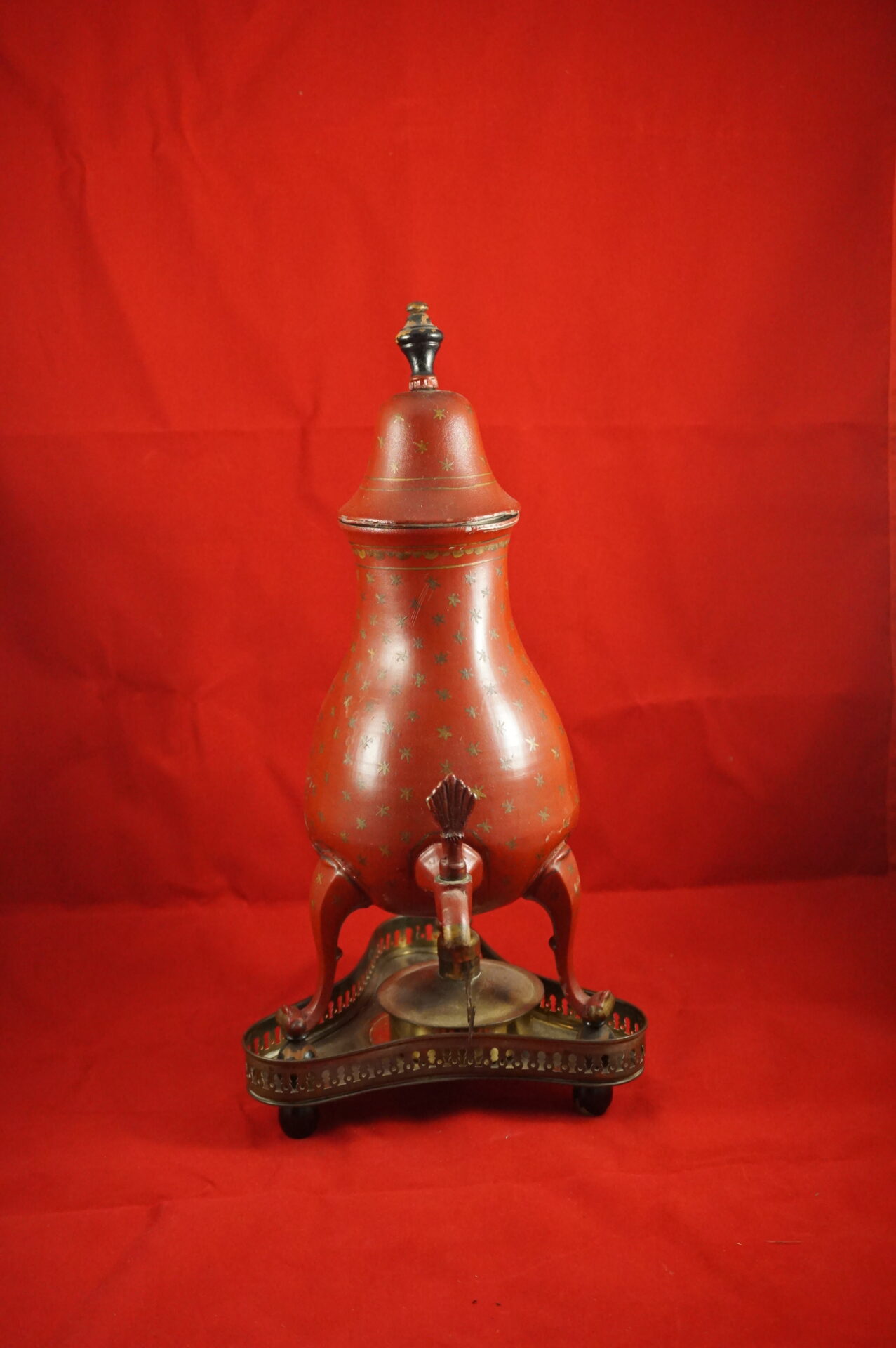 Antieke tinnen kraantjeskan met brander - Afbeelding 2