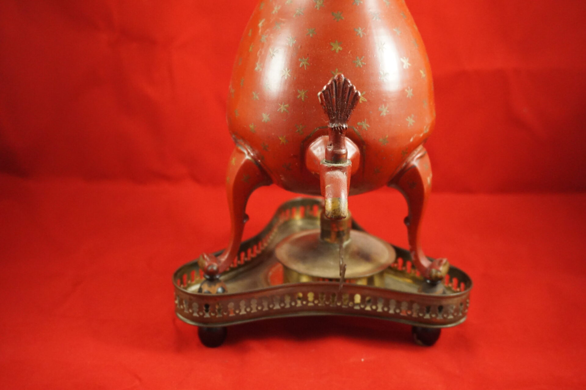 Antieke tinnen kraantjeskan met brander - Afbeelding 3