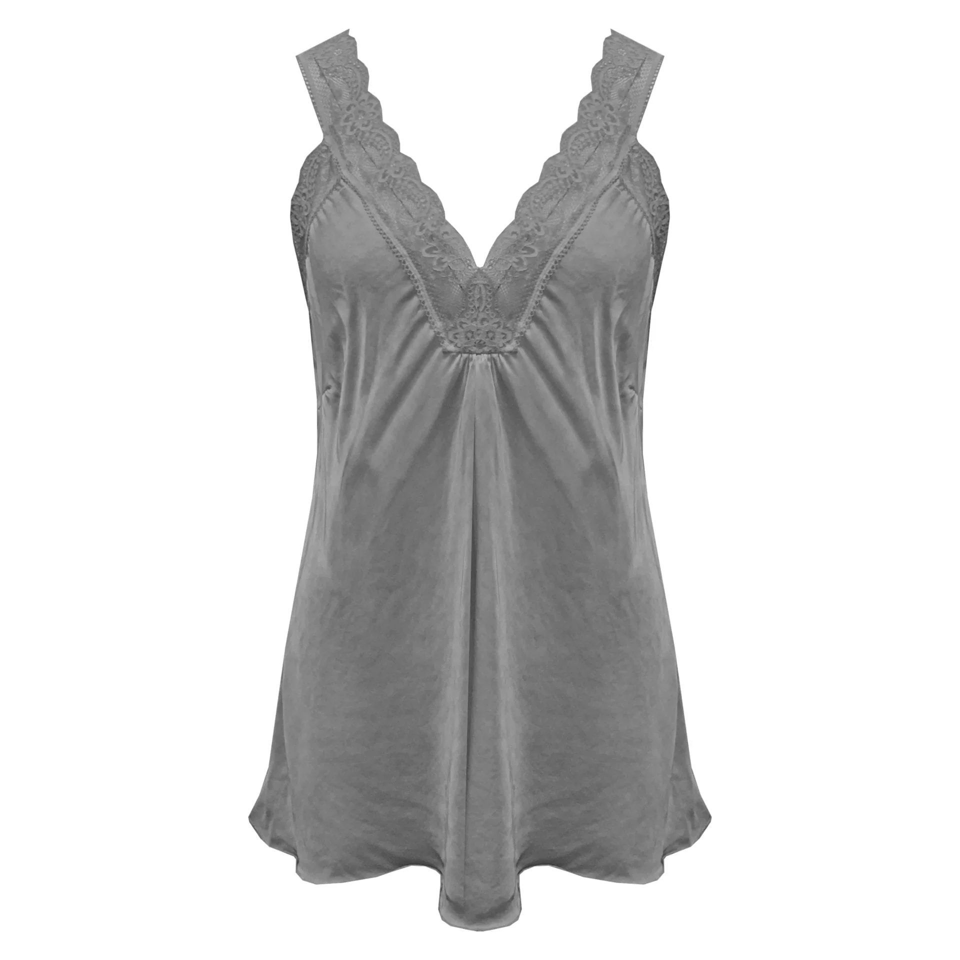 Satijnen Top Kant Antraciet - Afbeelding 2