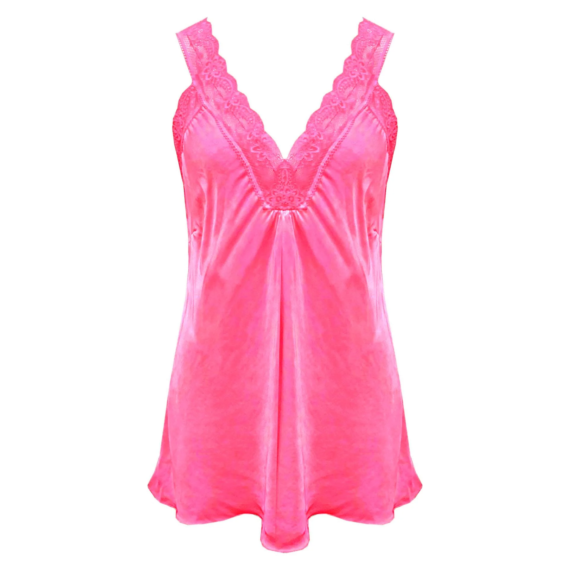 Satijnen Top Kant Neon Roze - Afbeelding 2