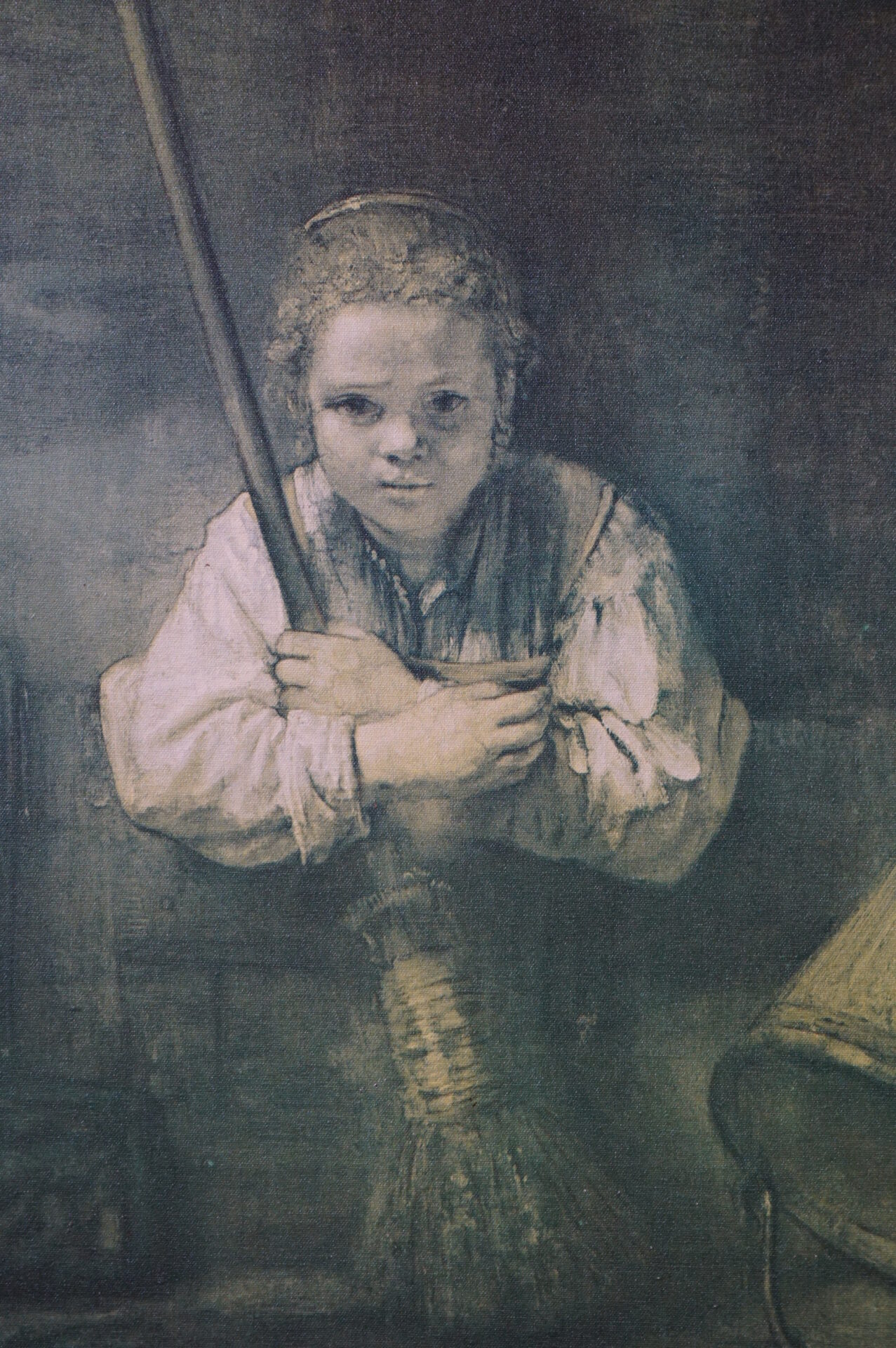 Replica Meisje met een bezem van Rembrandt van Rijn - Afbeelding 3