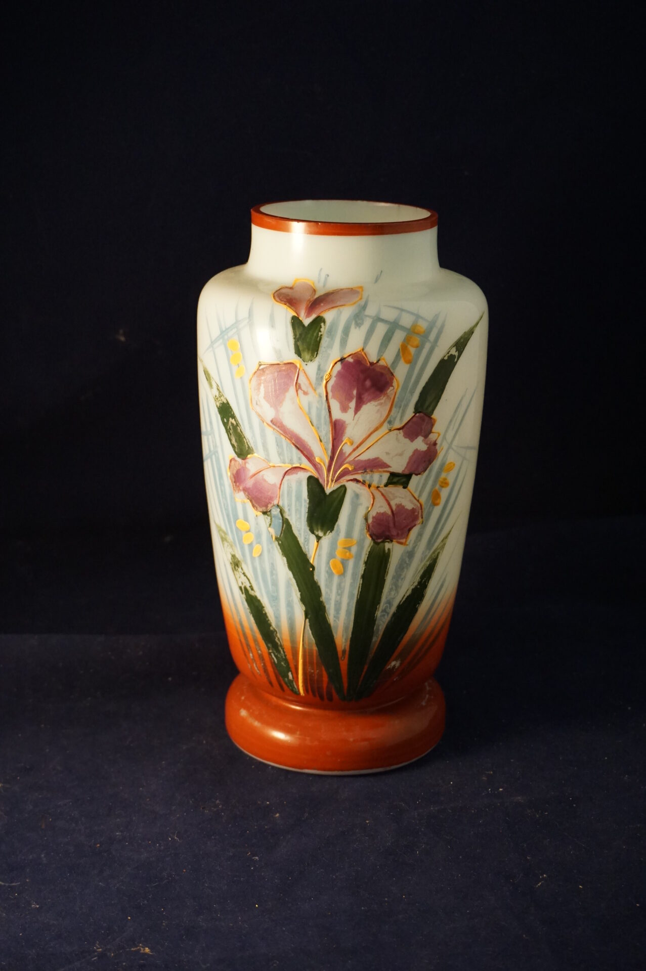 Opaline vaas handgeschilderd - Afbeelding 2