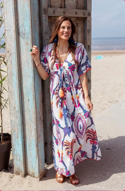 Place du Soleil Maxi Dress Rosa Blue Bird Long - Afbeelding 2