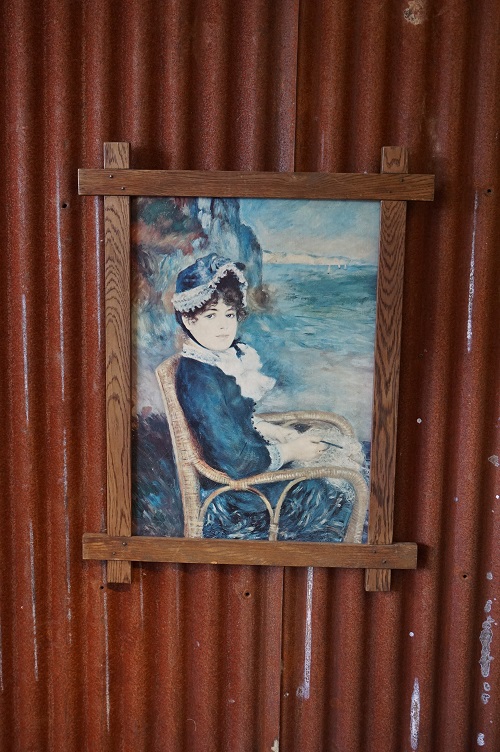 Vintage retro schilderij naar Renoir dame in strandstoel - Afbeelding 2