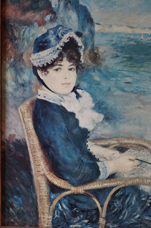 Vintage retro schilderij naar Renoir dame in strandstoel - Afbeelding 3