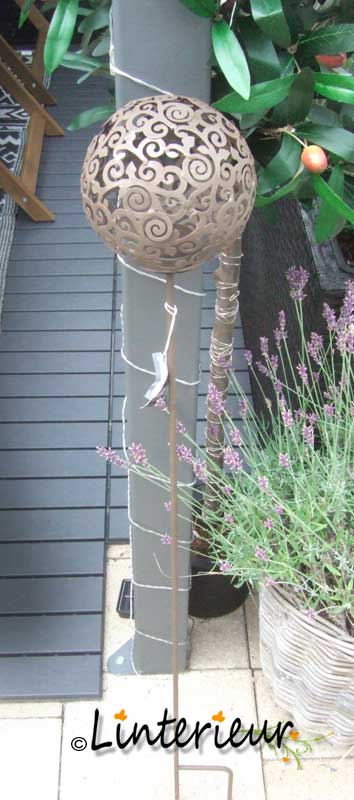 Rusty ball windlicht insteker - Afbeelding 3