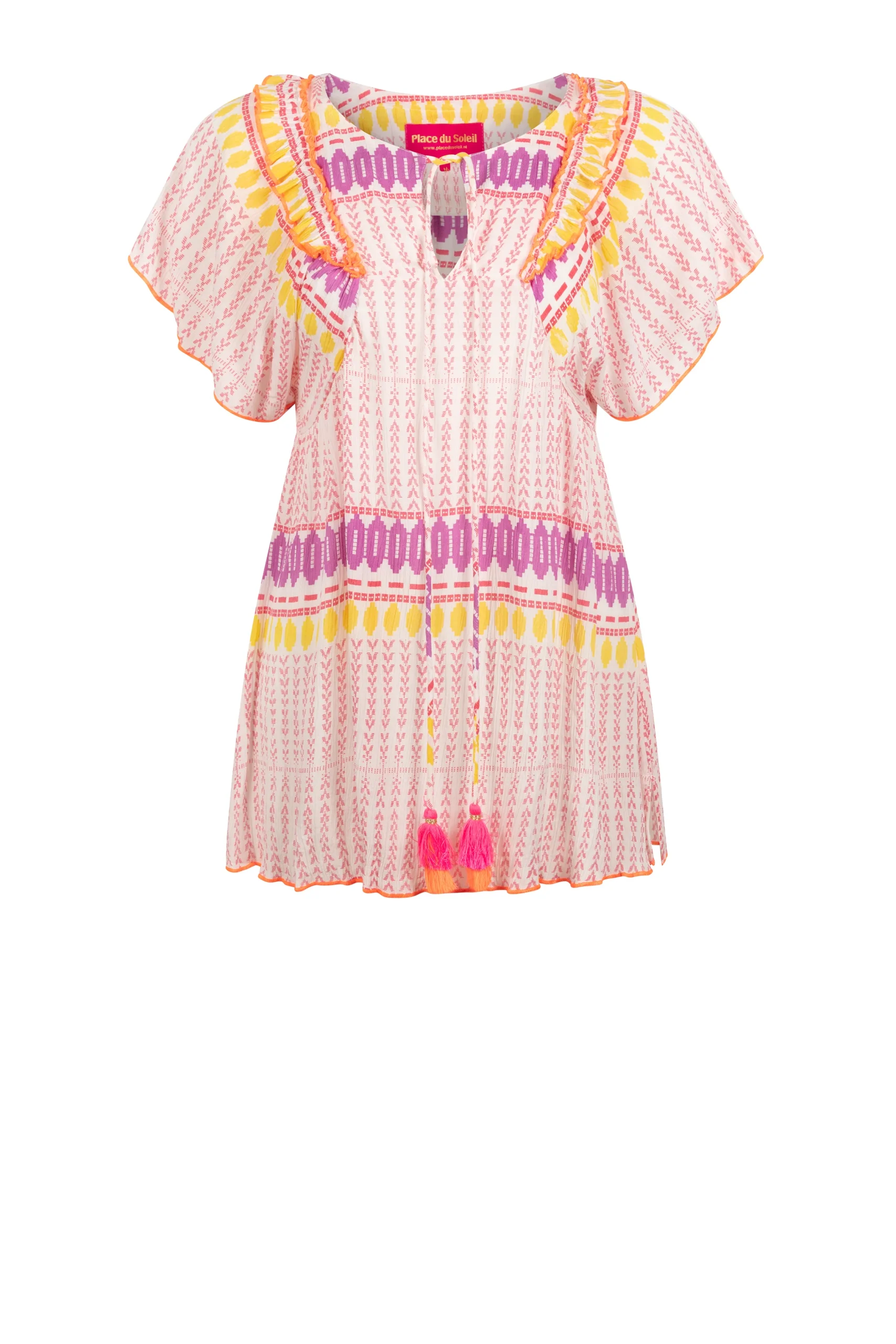 Place du Soleil Melon Mix Blouse - Afbeelding 3